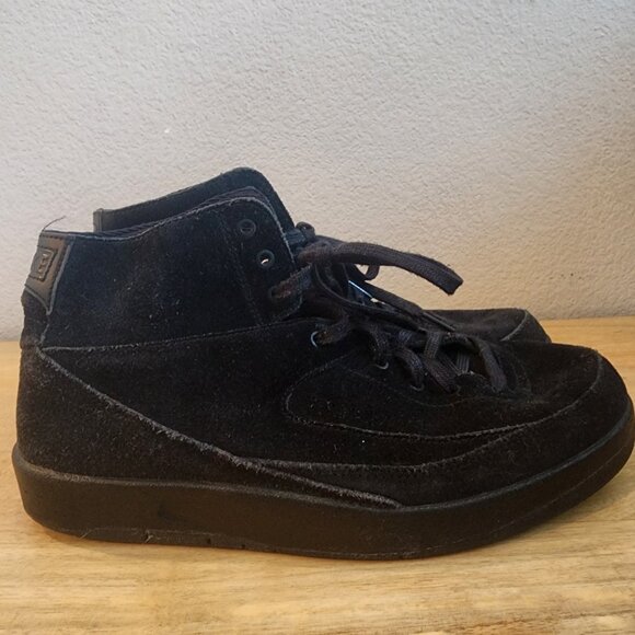 Air Jordan 2 Retro Deconstructed Triple Black Suede Sneaker Shoes Mens 7.5 - Picture 1 of 12